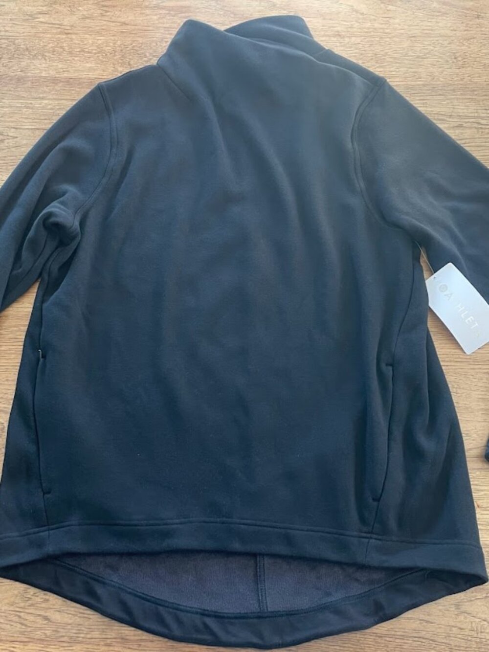 Athleta Black Solid LARGE Cozy Karm Twist Neck Sweatshirt Soft Tunic NWT